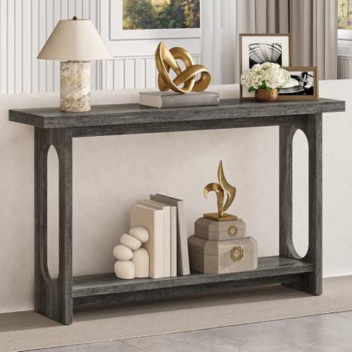 Tarnorci Entryway Console Table, 55" Wood Grey Console Table Narrow Sofa Tables with Storage Hallway Foyer Tables for Entryway, Living Room, Hallway - Thumbnail 3