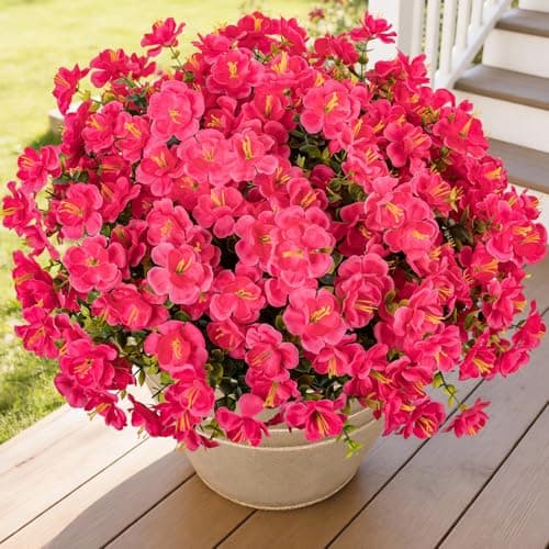Lnoicy 16 Bundles Realistic Artificial Camellia Flowers for Outdoor, UV Resistant Faux Lifelike Fake Flowers for Home Decor, Wedding, Centerpiece（Rose Red） - Image 1