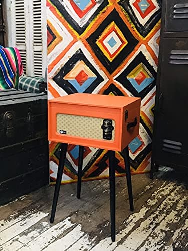 Arkrocket 3-Speed Bluetooth Record Player Retro Turntable with Built-in Speakers Rocket Moving Magnet Cartridges and Removable Legs (Orange) - Thumbnail 6