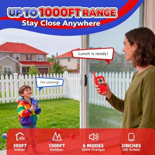 Video Walkie Talkies for Kids 2 Pack Rechargeable with Screen HD Camera &Voice Changer, 1000FT Long Range 2 Way Radio Toys Indoor Outdoor Camping Hiking Toys Birthday Gifts, Spider for Boys Girls 3-12 - Thumbnail 6