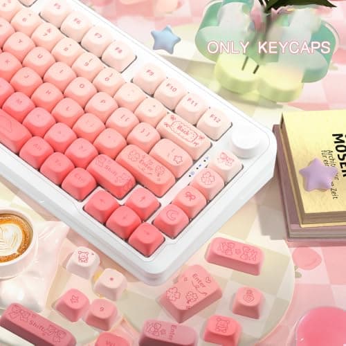 AKepopery 134Keys PBT Keycaps MOA Profile Key Cap for Cherry Gateron MX Switches Mechanical Keyboards Key caps (Butterfly Powder) - Thumbnail 6