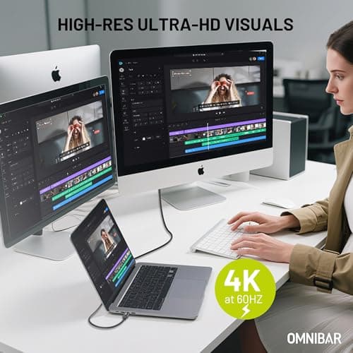 Omnibar Heavy Duty USB C Cable (3FT/Braided), USB C 3.2 Gen 2X2 Cable, 20Gbps Data Transfer, 4K Monitor Display, 240W USB C Charging Cable for iPhone 17/16/15, iPad, MacBook, CarPlay, Hub,Docking,SSDs - Thumbnail 3