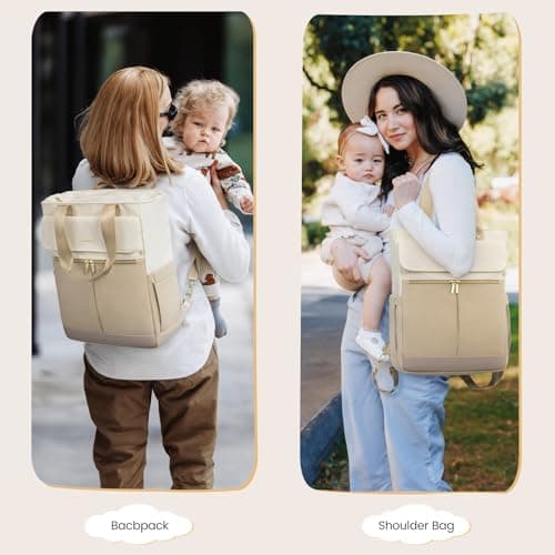 LOVEVOOK Diaper Bag Backpack,Diaper Tote Bag with Insulated Pockets,Baby Bag for Girl Boy with Changing Pad,Large Baby Diaper Bag with Pacifier Case,Anti-Theft Travel Backpack for Women - Thumbnail 3