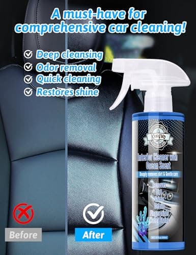Car Cleaner Interior, Leather Cleaner Upholstery Interior Ceaning Kit Carpet Dashboard Shiny Car Stuff for Vinyl,Plastic,Fabric,Carpet & More,Ocean Scent - Thumbnail 6