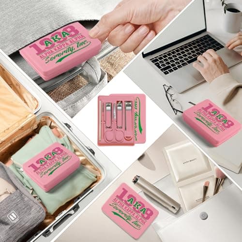 TTJHGYQO Nail Clippers and Beauty Tool,Portable Set Nail Clipper Set,Manicure Kit for Women,Manicure Set 6 in 1 AKA Sorority Gifts Nail Kit Suitable for for Women (AKA Pink) - Thumbnail 6