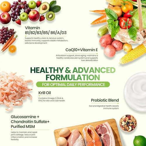 24-in-1 Dog Vitamins and Supplements, Dog Multivitamin Chewable with Chondroitin Probiotics Omega-3 Glucosamine for Dogs Skin Coat Hip and Joint Heart Gut Liver Brain Eye Immune Support, 90 Chews - Thumbnail 4