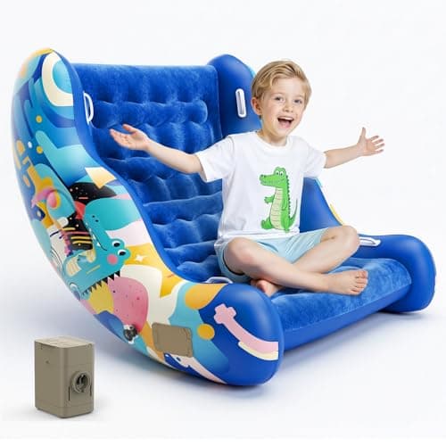 Inflatable Sensory Chair for Autistic Kids – Toddler Rocking Chair for Sensory Seeking, ADHD & Calming – Blow Up Crash Pad for Deep Pressure Therapy in Sensory Room, Birthday Gifts for Boys Girls - Image 1