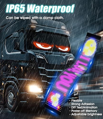 Devil Eyes Light for Windshield, Large 35.4"x7.6" 1Pcs Eye Animated Light for SUVs,Truck Eye Lights Windshield with DIY Text Flexible Soft Screen, Trucks Charger, Remote & APP Control - Thumbnail 4