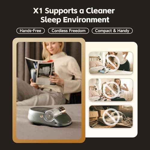 CREATULIZE X1 Robot Bed Vacuum, Automatic Mattress Vacuum Cleaner with Intelligent Path Planning, UV-C Light, HEPA Filter, One-Click 100% Dust & Pet Hair Removal for Bed, Mattress, Sofa, Carpet - Thumbnail 4