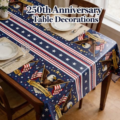 OHOME 4th of July Decorations - 250th Anniversary Patriotic American Flag Tablecloth for Memorial Day | Fourth of July Accessories for Home Outdoor Outside USA America 250th Merchandise,2 Pack - Thumbnail 2