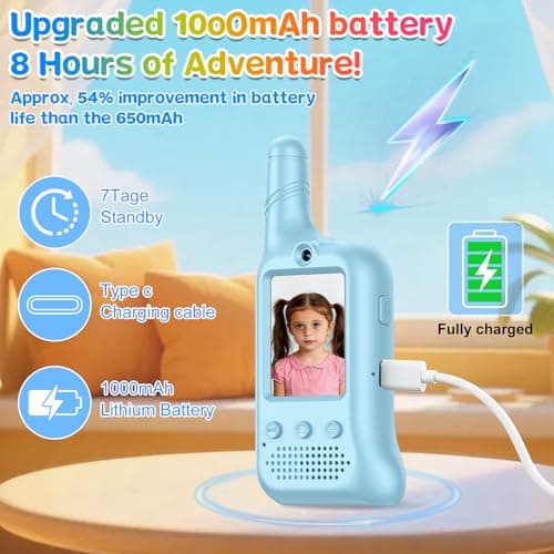 Video Walkie Talkies for Kids – Rechargeable Kids Walkie Talkies 2 Pack with Voice Changer & Cartoon Avatar, 1000 ft Range, Fun Toys for Outdoor Camping, Hiking, Birthday Gift for Boys Girls Ages 3-12 - Thumbnail 6