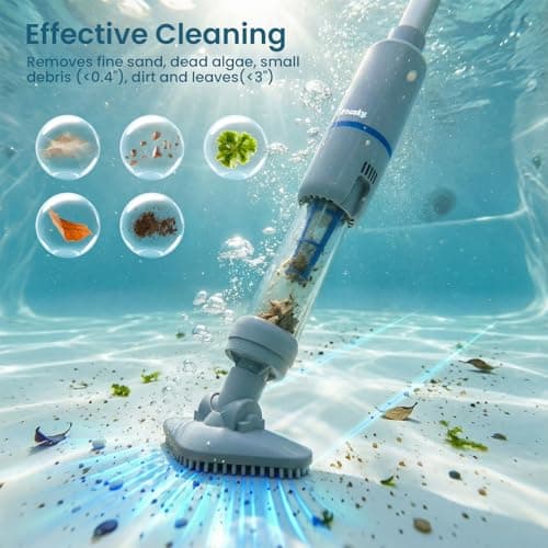 Handheld Spa Hot Tub Vacuum, Cordless Spa Vacuum Cleaner with 2 Brush Heads and Telescopic Pole, Up to 3 Hours of Runtime, Rechargeable Small Pool Vacuum for Above Ground Pool Inground Pools Hot Tubs - Thumbnail 2