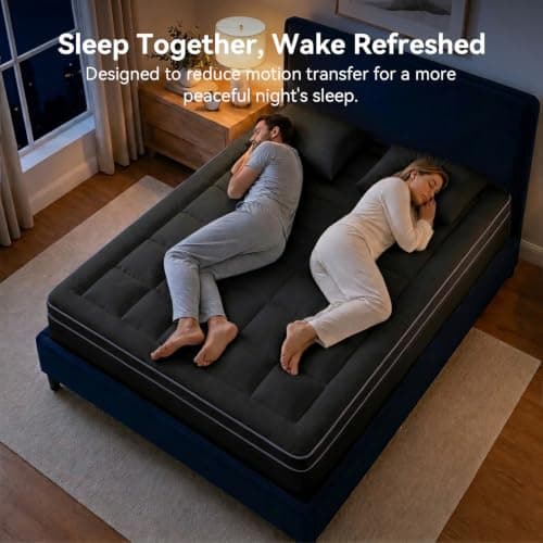ABENE 3 Inch Dual Layer Full Memory Foam Mattress Topper, 2 Inch Memory Foam Plus 1 Inch Down Alternative Pillowtop Mattress Pad with Deep Pocket, Soft Support for Pressure Relief, Black - Thumbnail 6