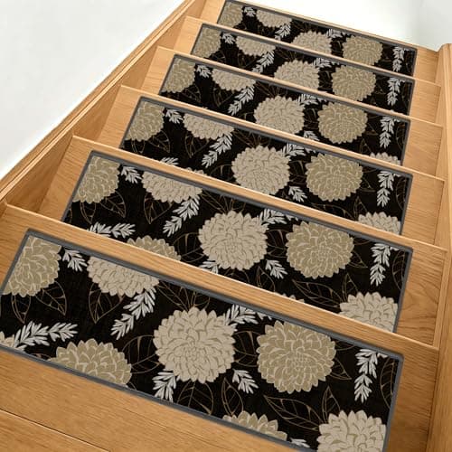 Non-Slip Carpet Stair Treads 15PCS, 8"x30" Peel and Stick Stair Runner for Wooden Steps Indoor, Washable Reusable Adhesive Backing, Pet-Friendly Safety Mats for Kids, Elders, Dogs - Image 1