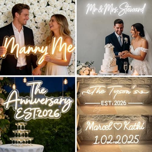Custom Wedding Neon Sign, Personalized Name Neon Light for Wedding Backdrop, Mr & Mrs LED Sign for Reception Decor, Dimmable Bridal Shower Engagement Gift - Thumbnail 5