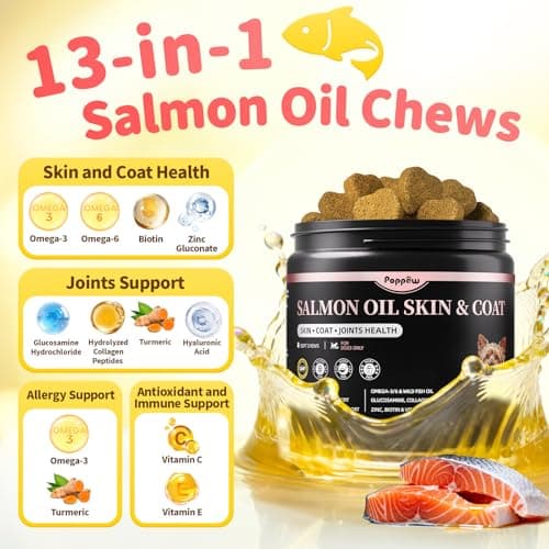 Salmon Oil for Dogs Skin & Coat, 13 in 1 Wild Alaskan Fish Oil for Dogs - Thumbnail 4