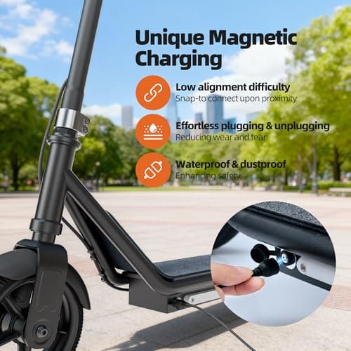 Kids Electric Scooter, 10MPH Max Speed, Double Brake, Magnetic Charging, Pedal Light, 150W Motor, Electric Scooter for Kids Aged 6-12 (10MPH Max Speed, Black) - Thumbnail 4