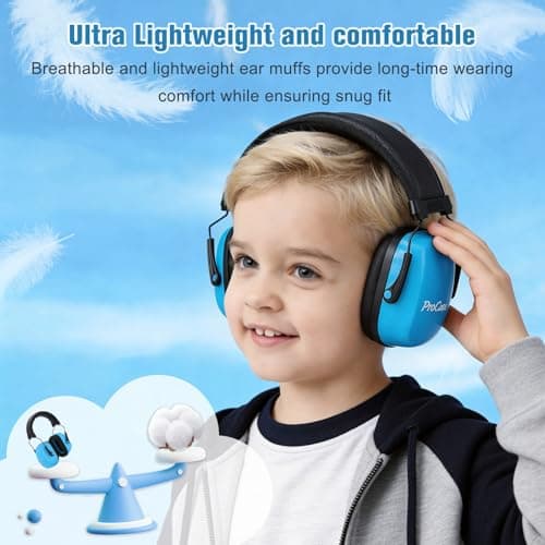 ProCase Kids Ear Protection, SNR 29 dB Noise Cancelling Headphones for Autism Children Toddler, Sound Proof Noise Reduction Earmuffs for Fireworks, Flight, Concert -Blue - Thumbnail 5