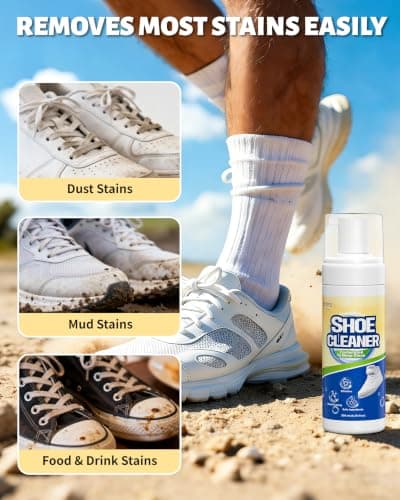 Jevvu Shoe Cleaner, Sneaker Cleaner Kit with Brush and Towel, Deep Clean Shoe Cleaning Kit for White Shoes, Leather and Rubber - Thumbnail 4