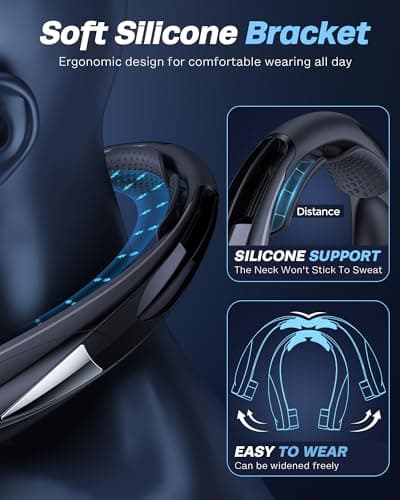 Laimiod Neck Fan - Portable Neck Fan with LED Book Light, 6-20h Long Battery Life, 6 Speeds Adjustable, USB-C Rechargeable, Hands-Free Wearable Fan, Cooling Personal Fan Gifts for Men Women Dad Mom - Thumbnail 4