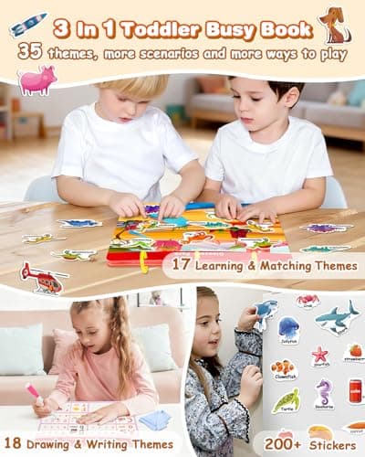 Montessori Preschool Busy Book for Toddlers - Activity Books for Kids Ages 3-5 - Preschool Learning Activities - Workbook Activity Binder - Autism Sensory Toys - Gifts for 3 4 5 6 Year Old Boys Girls - Thumbnail 5