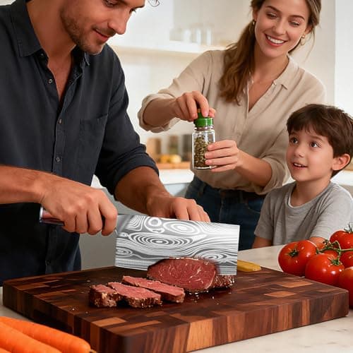 Nanbone Meat Cleaver Knife Ultra Sharp Kitchen Knife 8 Inch, High Carbon Stainless Steel Butcher Knife with Wooden Handle, Chinese Cleaver for Meat Cutting Vegetable Slicing Perfect Birthday Gifts - Thumbnail 2