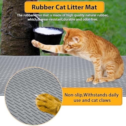 Colewin Large Cat Litter Mat 39x27 Inch, XL Waterproof Cat Mat for Litter Box with Raised Edges & Textured Surface, Washable Rubber Cat Litter Catcher Mat for Multiple Cats, Easy to Clean, Gray - Thumbnail 6
