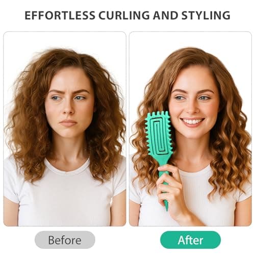 Inpoipsor Curly Hair Brush, Curl Defining Brush for Women and Men, Effortless Detangling and Shaping for Curls, Waves and Coils, Reduces Pulling, Smooth Results (Green) - Thumbnail 4