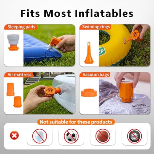 Portable Air Pump for Inflatables, 1.56 oz Mini Rechargeable Air Mattress Pump with Camping Light, Inflator and Deflator for Pool Floats, Swim Rings, Sleeping Pads, Vacuum Storage Bags - Thumbnail 6