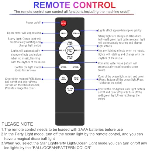 Disco Ball Light,Party Disco Strobe Ocean Star Projector Dj Dance Light Sound Activated with Remote Control Stage Rave for Parties Bar Birthday Wedding KTV Christmas Halloween Dancing Décor - Thumbnail 5
