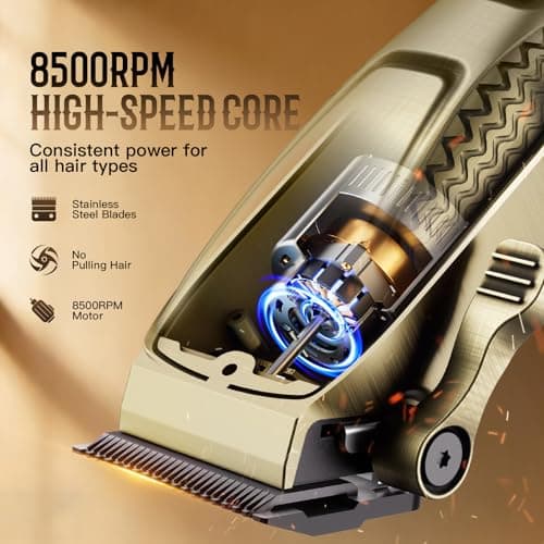 QQTIN Hair Clippers for Men Professional, Cordless Clippers and Trimmers Set for Hair Cutting, 8500RPM Rechargable Electric Hair Trimmer for Self-Haircut and Family Use (Bronze) - Thumbnail 4