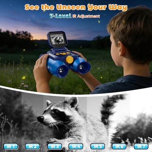 Binoculars for Kids with Night Vision - 48MP FHD Digital Camera Binoculars STEM Toy with 2.4" IPS Screen, 10X Optical Zoom, Rechargeable for 4-12 Years Old Boys & Girls, Outdoor Camping Birthday Gifts - Thumbnail 4