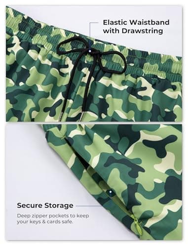Arolina Mens Swimwear Swim Trunks Compression Liner 7 Inch Board Shorts Bathing Suits Zipper Pockets Camo X-Large - Thumbnail 4