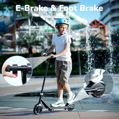iScooter IK3 Electric Scooter for Kids Ages 6-12, 150W Motor, LED Display, 3 speeds Adjustable, Colorful Lights, Double Brake, Kids Electric Scooter with Magnetic Charging (IK3,Black) - Thumbnail 6