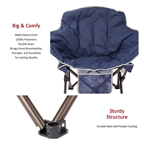 SUNNYFEEL Oversized Camping Chair Heavy Duty Folding Moon Chair Large Sofa Chair for Adults 500 LBS Portable Camp Lawn Chair with Storage Bag for Beach, Trip, Lawn, Outdoor Camp for Adults & Carry Bag - Thumbnail 5