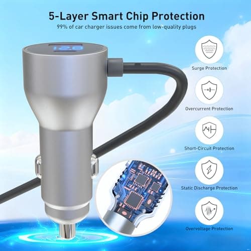 hyentech 3 in 1 Starlink Mini Car Adapter 10Ft, 12V-24V Cigarette Lighter Adapter with USB C/USB A 30W Ports, Starlink Mini Accessory for Trucks, RVs, Boats, Cars - Thumbnail 2