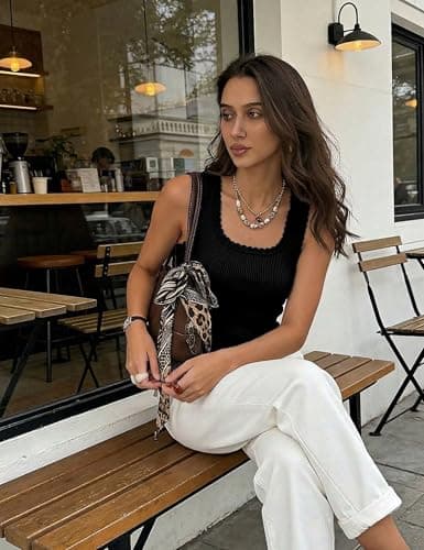 LaGracia Cashmere Tank Tops for Women Sweaters Business Casual Wool Blend Scoop Neck Sleeveless Vest for Women Summer Cropped Knit Tops Work Ladies Fall Fashion Tanks Teacher Clothes Black L - Thumbnail 5