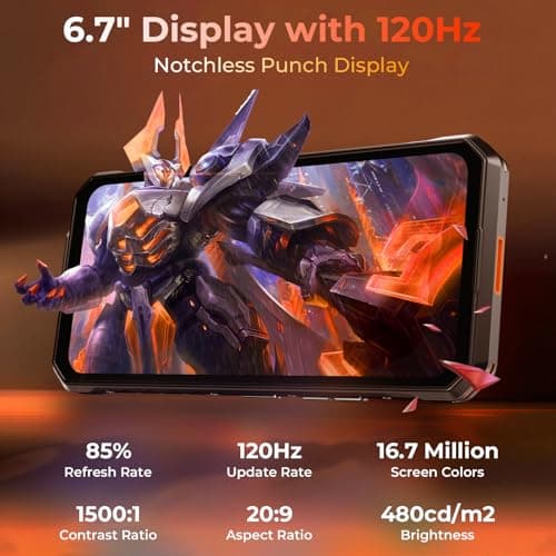 OUKITEL 512GB WP58 PRO Rugged Smartphone Unlocked 24GB+512GB,10000mAh Battery, Android 15 Rugged Phone Unlocked 6.8" FHD+ 120Hz, 108MP+32MP, 128dB Loud Speaker Waterproof, NFC/GPS/OTG Green - Thumbnail 4