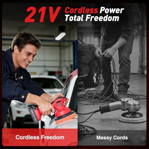 Avhrit Cordless Car Buffer Polisher kit w/ 2x2000mAh 21V Batteries, 6 Inch Car buffer Waxer Kit w/ 6 Variable Speed & Extra Attachments, Polisher for Car Detailing,Boat Sanding,Scratch Removing - Thumbnail 4