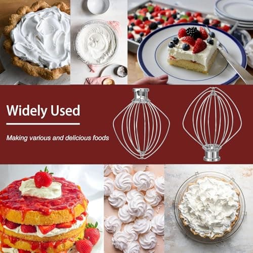 LEMEENQ K45WW Dishwasher Stainless Steel Wire Whip Attachment, 6 Wire Whisk fits KitchenAid 4.5 and 5 Quart Tilt-Head Stand Mixers, Dishwasher Safe - Thumbnail 6