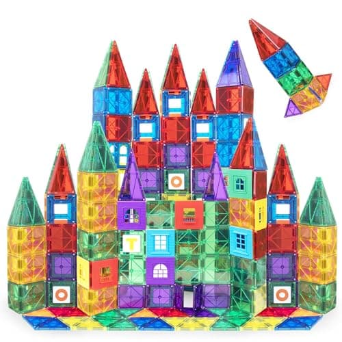Playmags Magnetic Tiles for Kids – 100pcs Magnet Building Set for Toddlers Ages 1-5 | Stem Montessori Toy for 2 3 4 Year Old Boys & Girls | Toys for Toddlers, Preschool & Middle School Children - Image 1