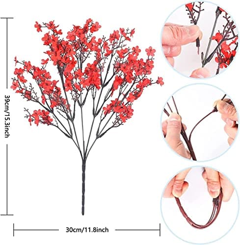 niuniufine 6PCS Patriotic Picks Babys Breath Artificial Flowers July 4th for Independence Day Christmas Red White Blue Fake Silk Floral Arrangement - Thumbnail 3
