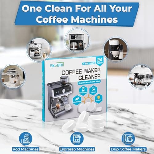 Coffee Machine Cleaner & Descaler Tablets – 24 Count Coffee Maker Cleaning Tablets for Espresso & Drip Machines, Compatible with Keurig, Nespresso, Breville & More - Thumbnail 4