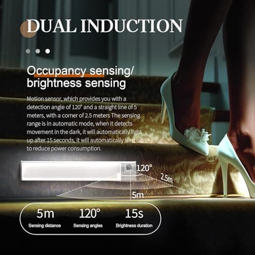 ZSYZDL Rechargeable LED Night Light (1-Pack), 11.8" Motion Sensor Under Cabinet Light with 7-Color Ambient & Cool White, Magnetic Auto On/Off Wireless Wall Sconce for Closet, Staircase, Kitchen - Thumbnail 4
