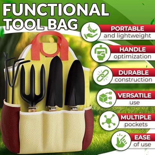 10 Pcs Gardening Tools for Women – Ergonomic Lightweight Metal Garden Tools Set with Convenient Organizer Handbag – Easy Handling for Outdoor Plant Care | Gardening Gifts for Women for Home Use - Thumbnail 4