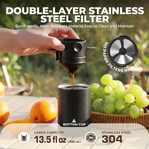 HAUSHOF Portable Electric Coffee Grinder, Travel Coffee Maker and Brewing Kit, Coffee Grinders for Home Use, Portable Pour Over Coffee Maker For Travel, Camping, Car - Thumbnail 5
