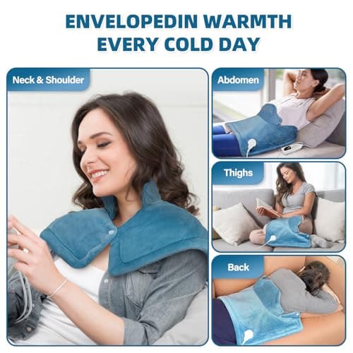 Curety Heating Pad for Neck and Shoulders, Weighted Electric Neck Heating Pad for Back Pain Relief 6 Heat Settings 4 Timers Auto Off Birthday for Women Mom Men Dad - Thumbnail 6