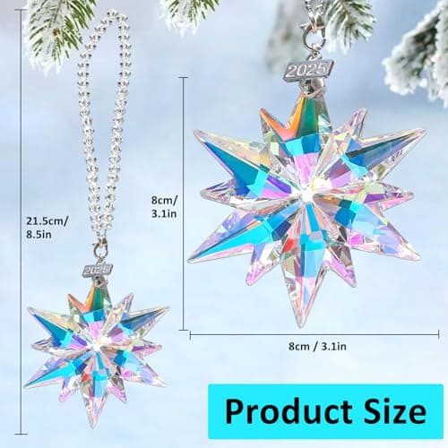 2025 Annual Christmas Ornaments Crystal Snowflake Star, Sparkly Crystal Ornaments for Christmas Tree, Beautiful Christmas Ornaments for Women Girls - Thumbnail 5