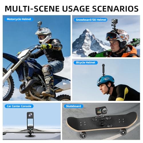 Flymile 2Pack Helmet Flexible Adhesive Mount for Insta360, 360° Adjustable Sticky Holder with Safety Buckle for GoPro, Insta 360 X5/X4/Ace Pro 2/GO 3S, for DJI Action 6 5 4 Motorcycle Ski Accessories - Thumbnail 6