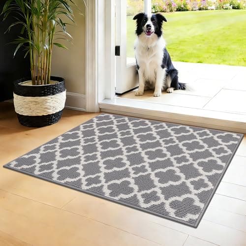 U'Artlines Indoor Door Mat 2×3 ft, Non-Slip Washable Doormats, Grey Dirt Resistant Absorbent Low Profile Floor Mats and Rugs for Front Back Door, Entryway - Image 1